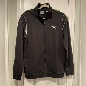 Puma Men’s Black Mock Neck Mesh Detail Full Zip Track Jacket White Logo Size S